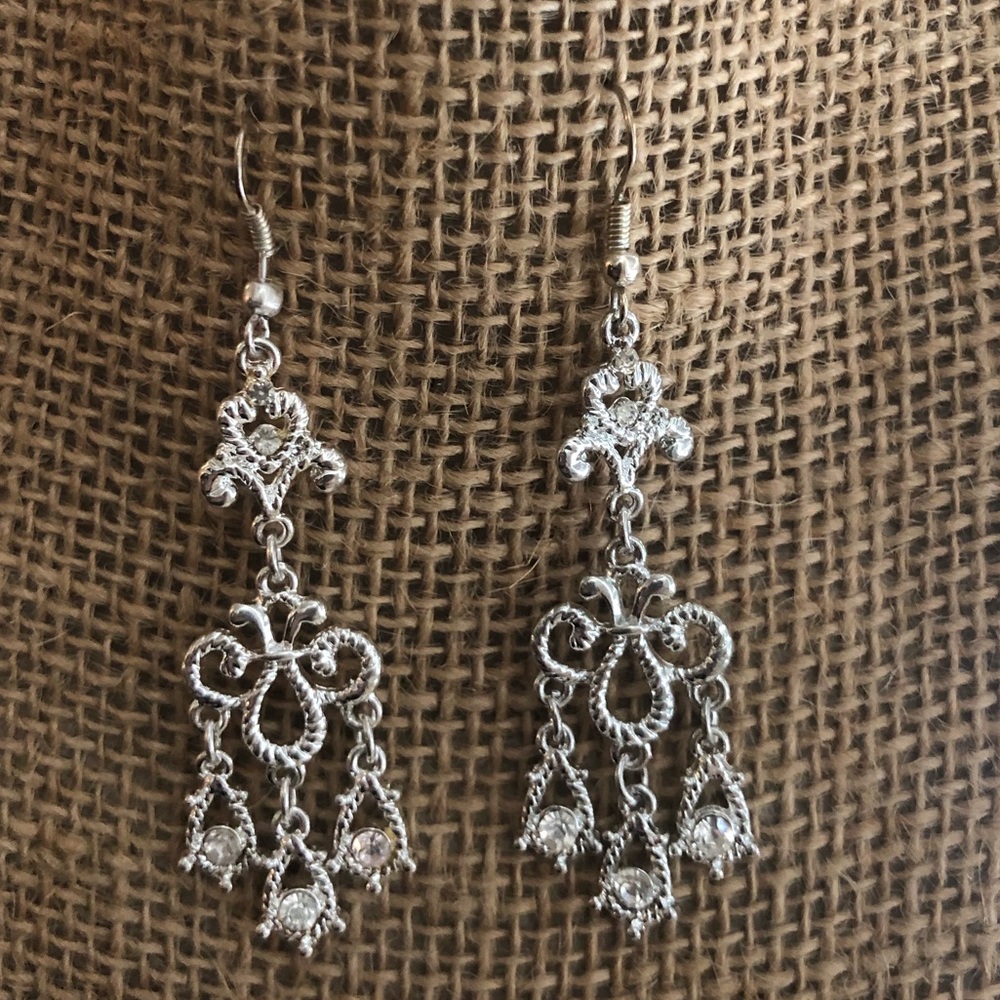 Silver and White Statement Earrings